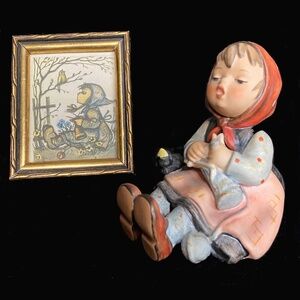Hummel Figurine • Happy Pastime • 69 • TMK-5 • With Framed Artwork